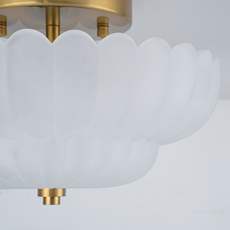 Plafonnier encastré en verre 3 lumières Junathean, Doré, Blanc
