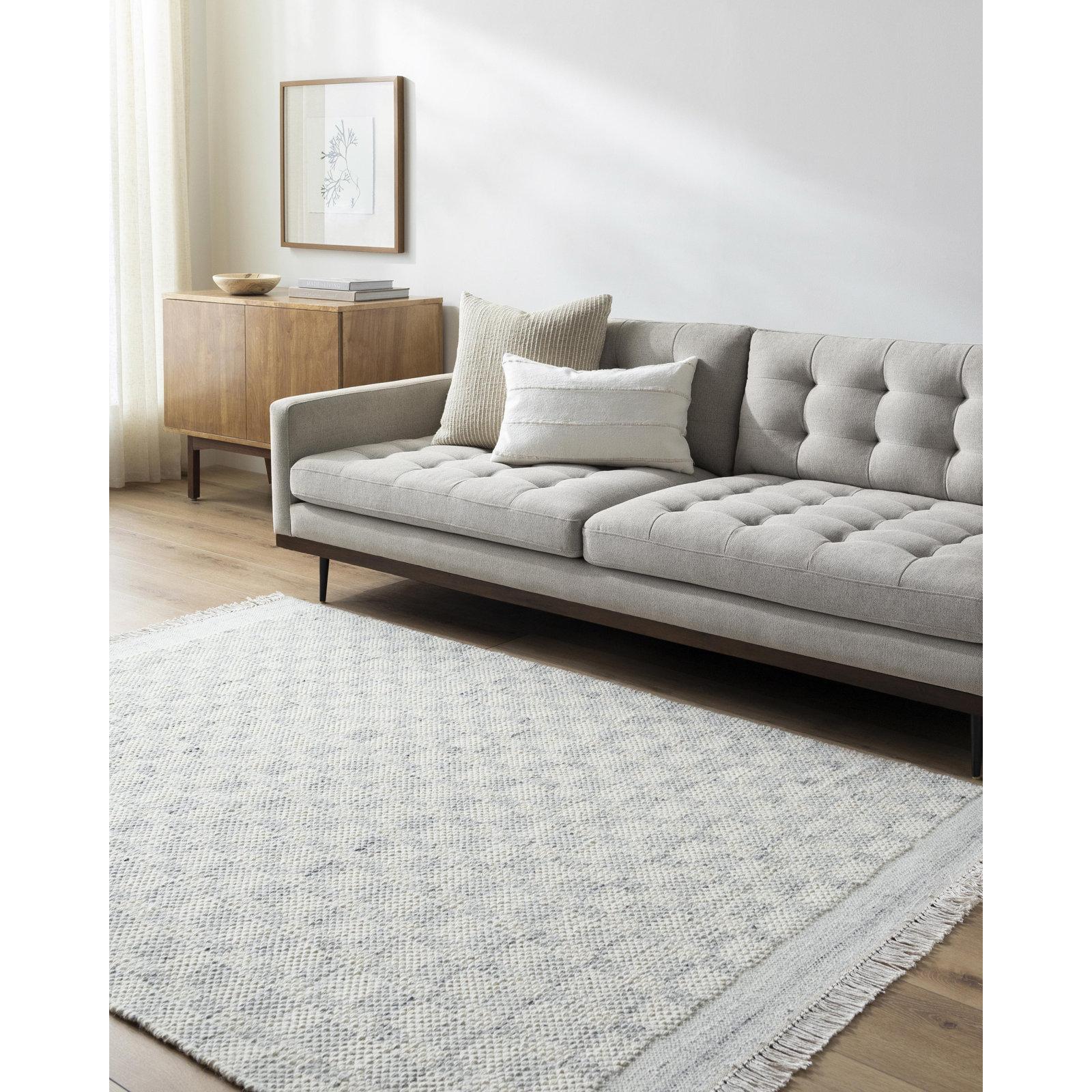 Lavande Hand-Woven Geometric Gray Rug, Rectangle 3'6" x 5'6"