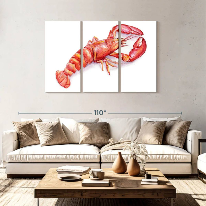 Brampt Vibrant Lobster, 48" H x 74" W