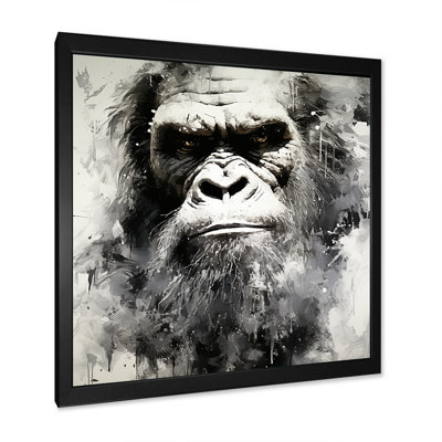 Portrait de gorille monochrome minimaliste sur toile