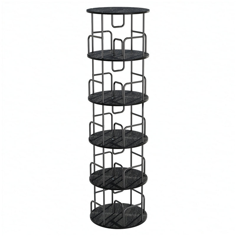 Rotating Bookshelf Tower 5 Tier, Spinning Bookcase, Revolving 360 Book Shelf Narrow Tall Bookcase, Vertical Turning Round storage Bookshelf, Book Shelf Organizer for Bedroom, Living Room, Black