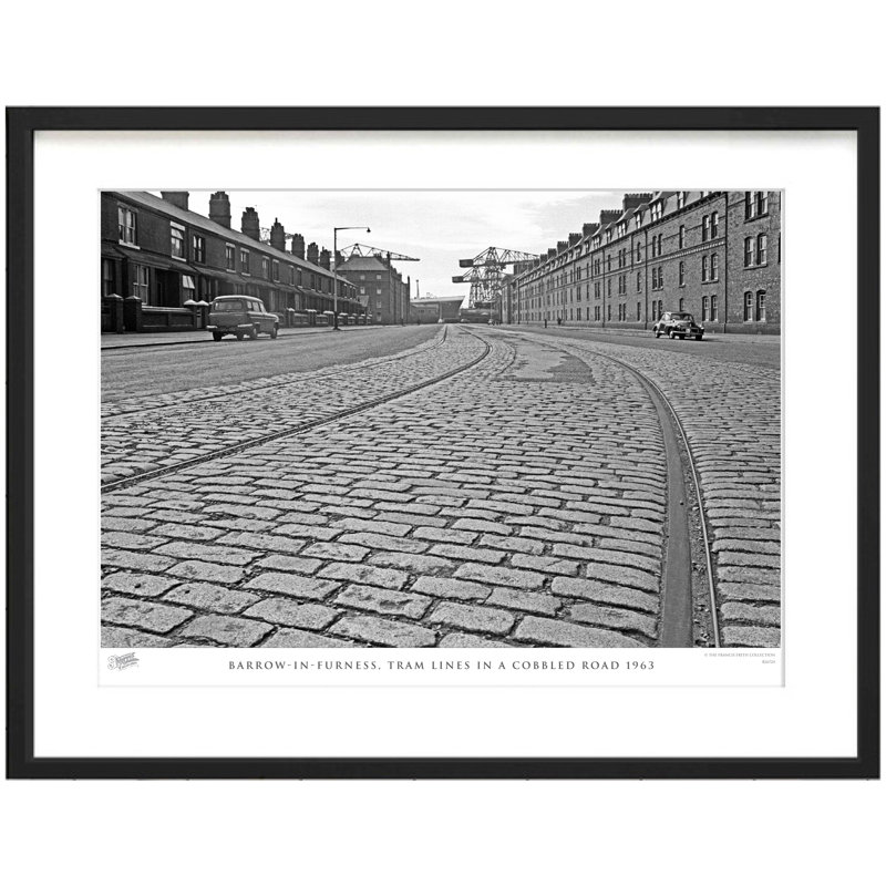 Barrow-in-Furness, Tram Lines In A Cobbled Road 1963 by Francis Frith - Single Picture Frame Print, 40cm H x 50cm W x 2.3cm D