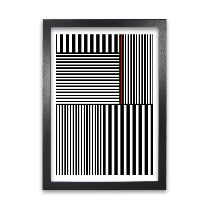 Black And White Stripes - Print, Black Frame, 84cm H x 59cm W x 3cm D