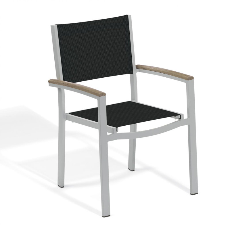 Travira Stacking Patio Arm Chair, Tekwood vintage, Black, Flint