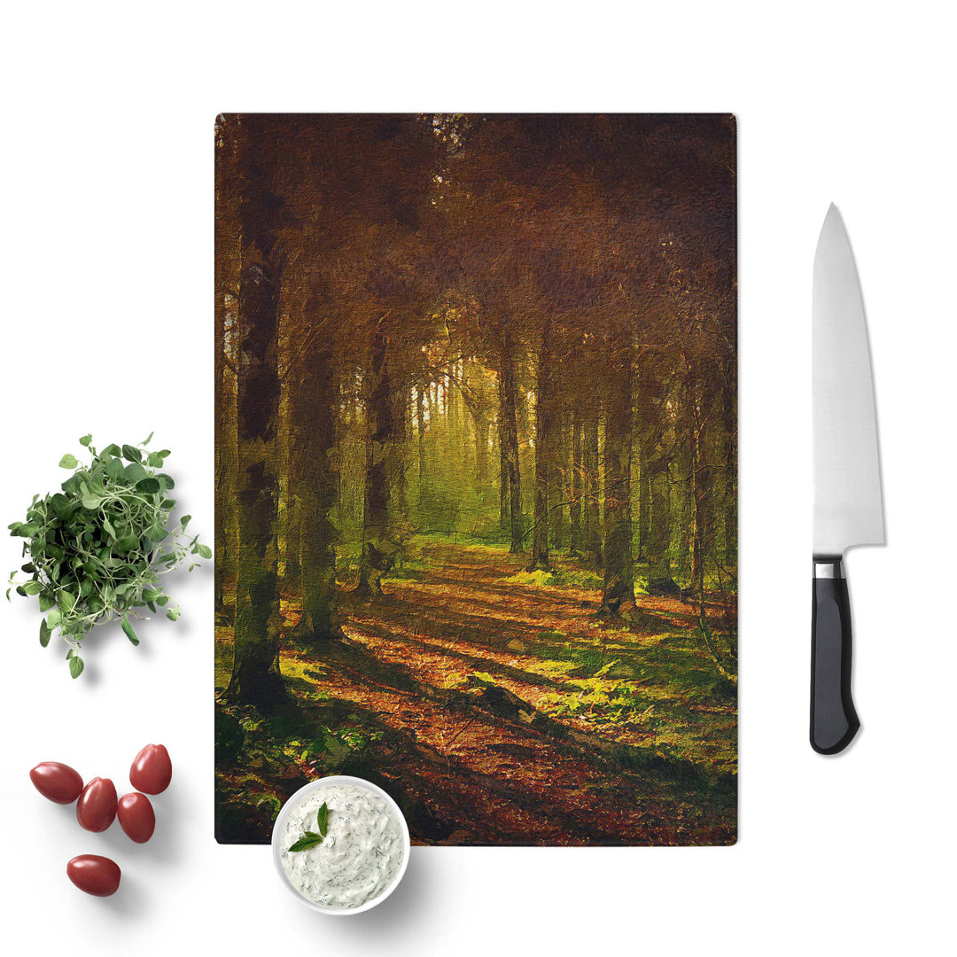 Tempered Glass Walking Through an Autumn Forest Chopping Board