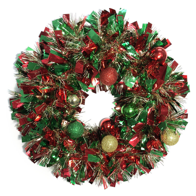 Couronne en faux plastique 20 po, Rouge/vert/or
