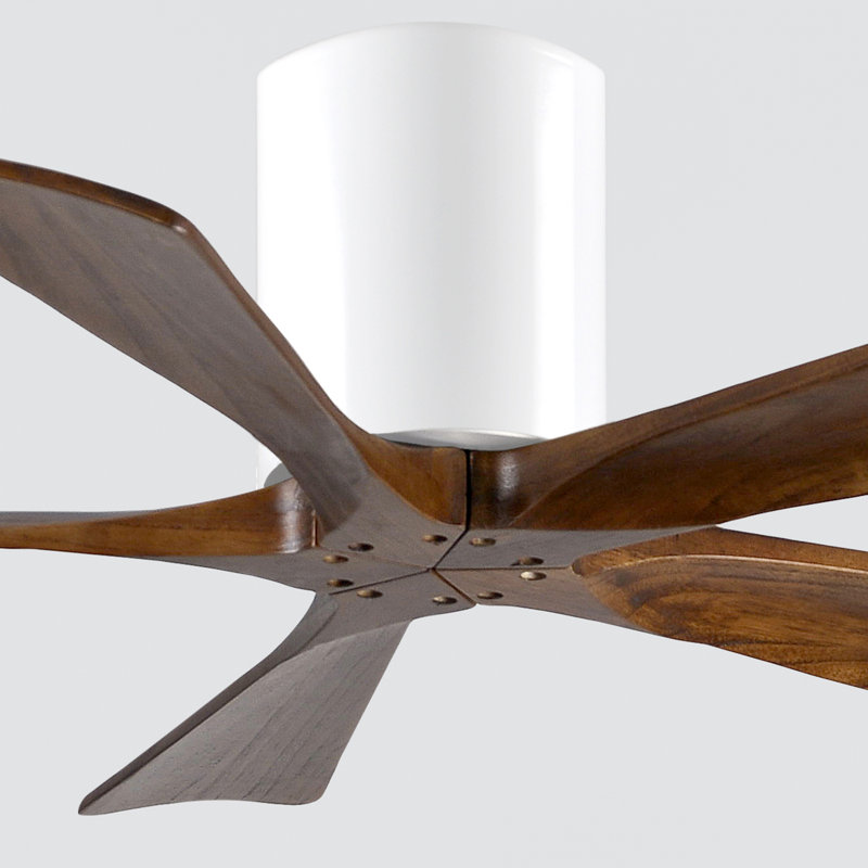 Ventilateur à pales encastré 5 pales Irene, Blanc brillant, 42", Ton noyer