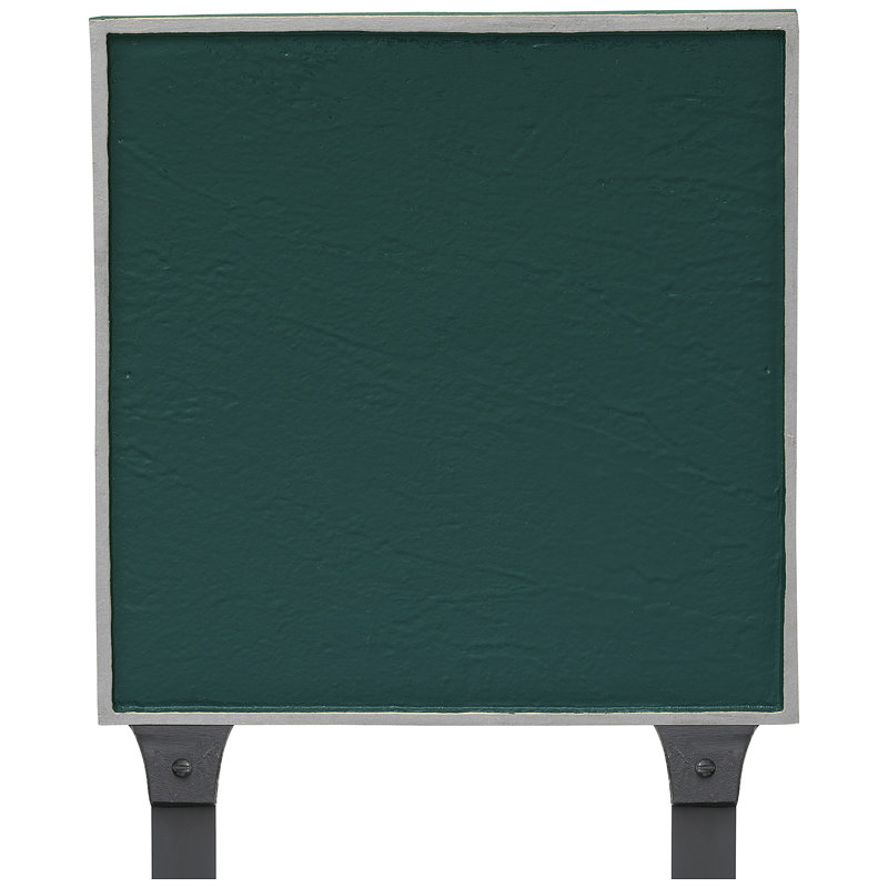 Plaque d'adresse classique carrée standard à une ligne avec piquets de pelouse, Vert forêt / argent, Oui