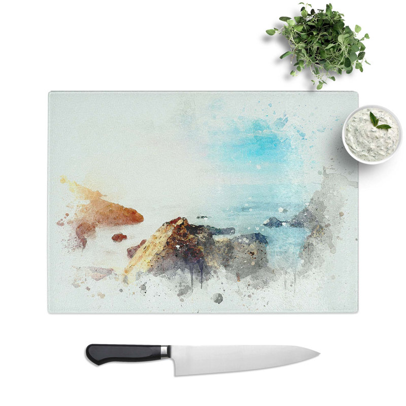 Glass Little Corona Del Mar Beach in Abstract Chopping Board, 39 cm W x 28.5 cm L