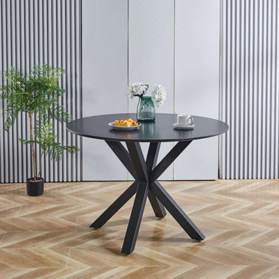 Table de salle à manger 42,1 "NOIRE Mid-Century pour 4 à 6 personnes