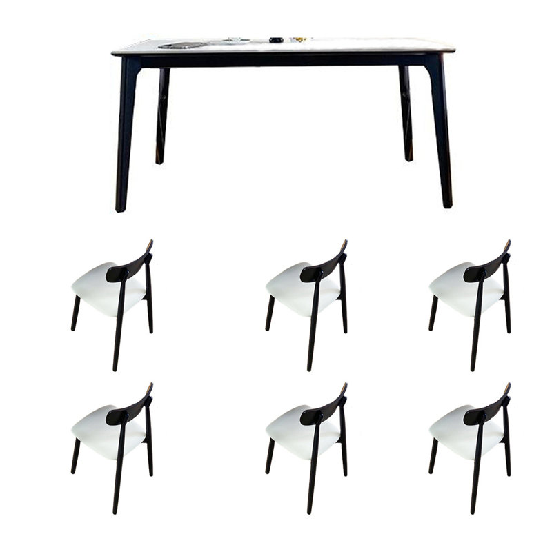 Table de salle à manger et chaises Minimalist, 7 pièces : table, 6 chaises, H 29,52 po x L 55,11 po x l 31,49 po