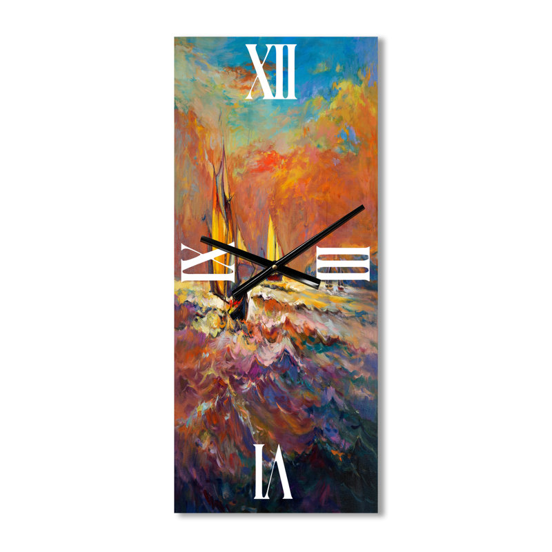 Horloge murale voiliers sur les vagues de l'océan, Grand