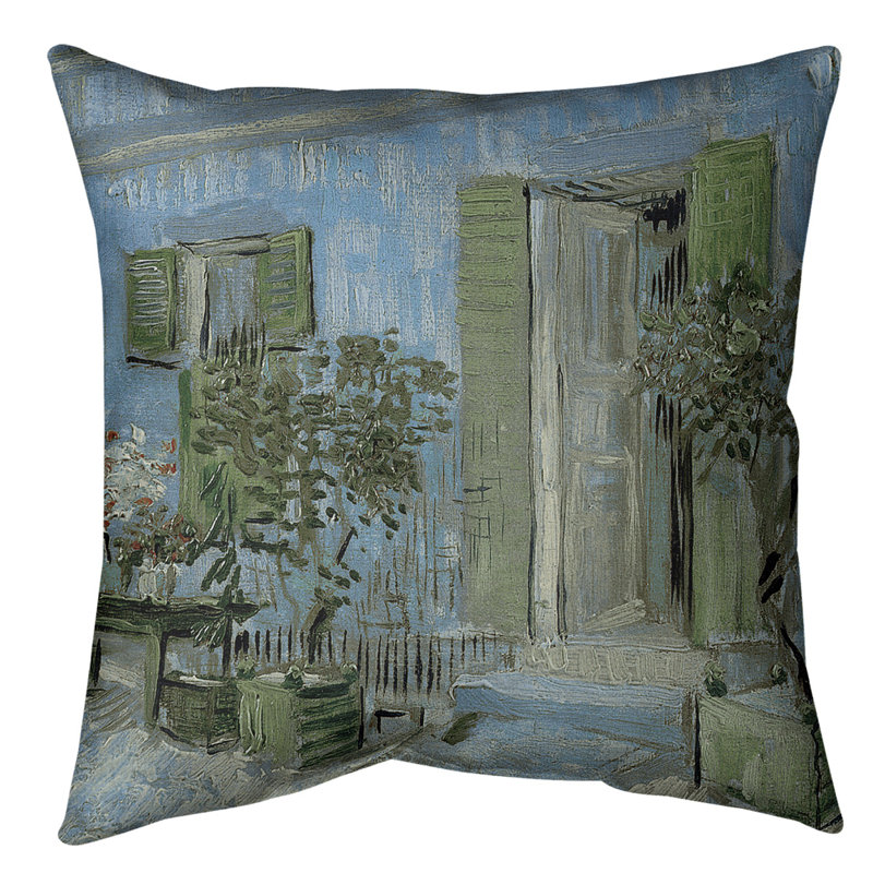 Coussin d’entrée d’un restaurant dans un coussin asnieres, 20 po x 20 po, Bleu, Faux lin