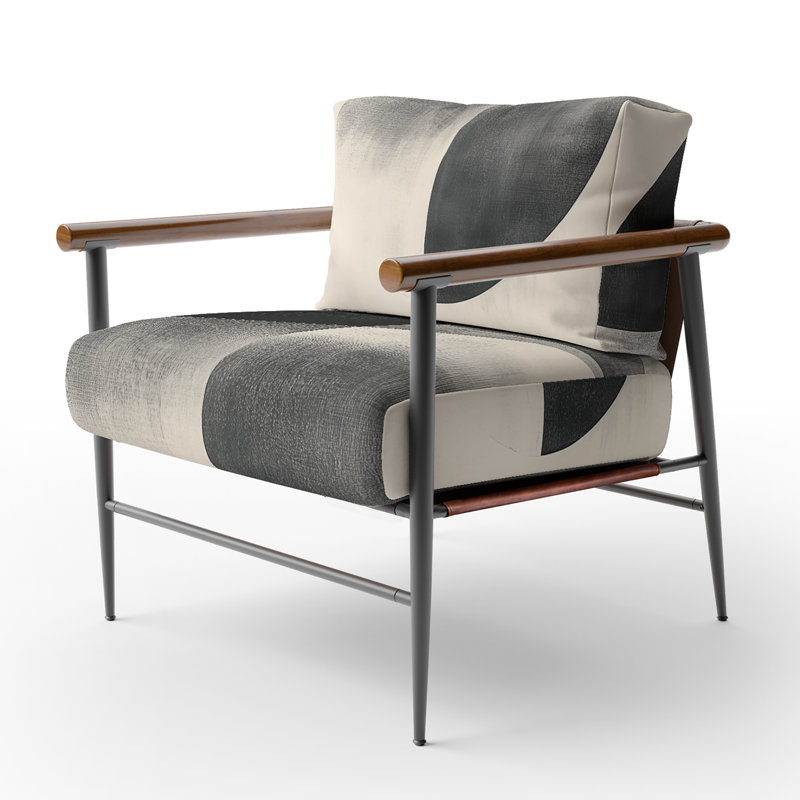 Chaise d'appoint Abstract Shapes, Brown Round Arms