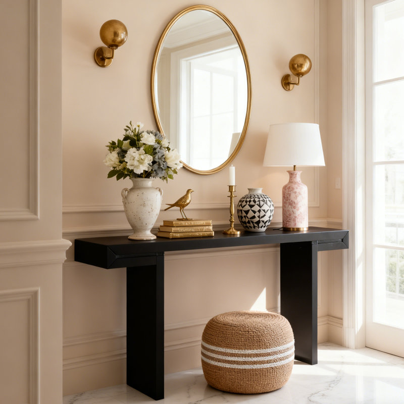 Console Table With Adjustable Feet, Black