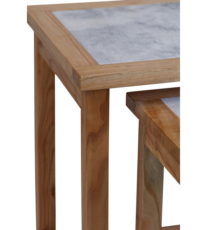 Side Table Set, Natural Wood