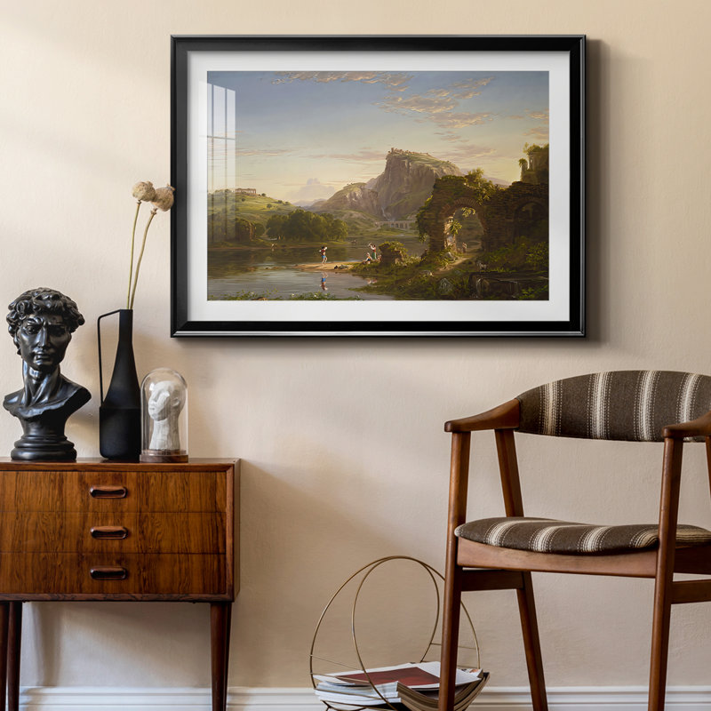 L'Allegro-Thomas Cole - reproduction encadrée avec passe-partout et verre - 1845, 22,5 x 30,5, Impression encadrée, Noir