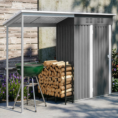 Remise de jardin en acier galvanisé 5 x 3 pi avec pergola, rangement extérieur 2 en 1
