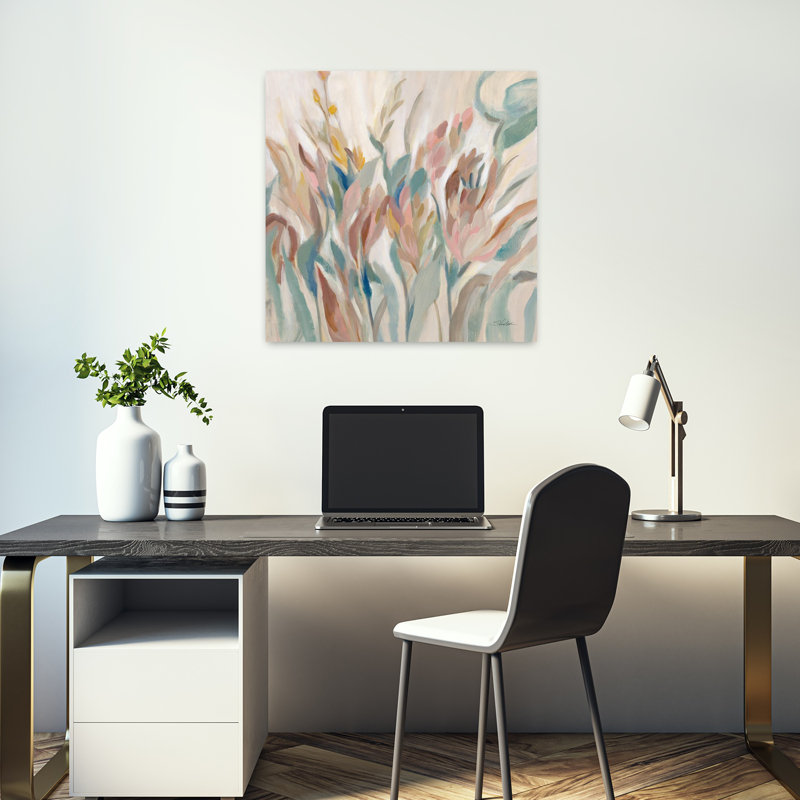 Contemporary Eden Breeze With Abstract Blossoms Art by Silvia Vassileva - Wrapped Canvas Print, 45.72 cm H x 45.72 cm W