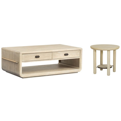 Regulski Rectangular Caster Cocktail Table With Round End Table