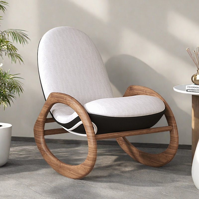 Chaise berçante en bois Modern Modern Casual, Blanc