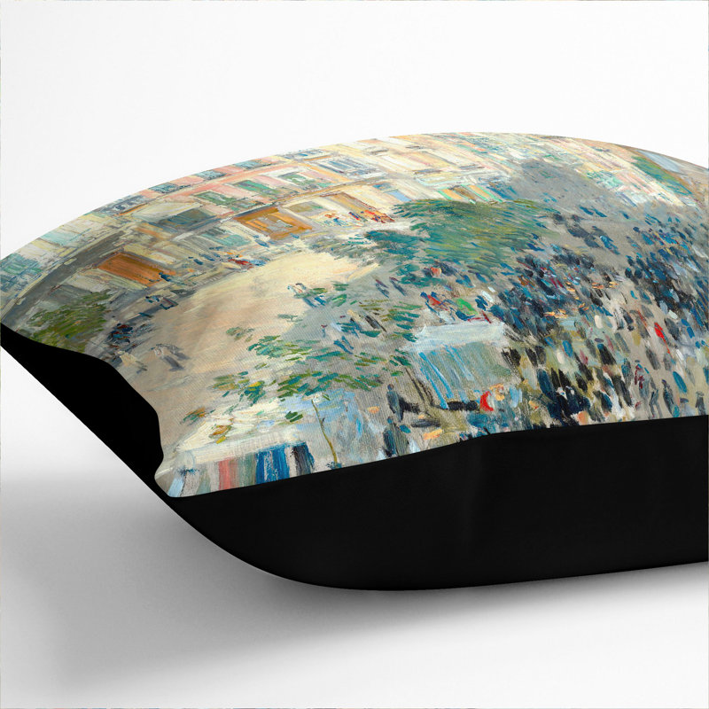 Southern French City Scatter Cushion, Black, 40cm H x 40cm W x 15cm D