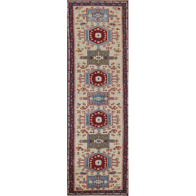Geometric Green Traditional  Runner Rug 3x10
