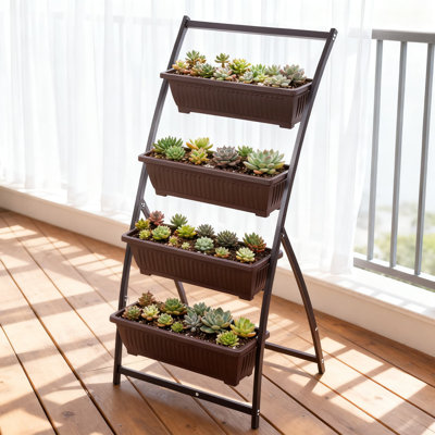 Jardinière verticale avec 4 niveaux empilables pour un balcon extérieur et un patio intérieur - idéale pour les légumes, les fleurs et les herbes