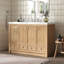 Meuble-lavabo fonctionnel de 48 po avec fermeture en douceur et dosseret, aucun assemblage requis et facile à nettoyer-930972446