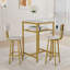 Table à hauteur de comptoir et 2 tabourets, or blanc, design tendance pour les rassemblements sociaux 3 pièces avec tabourets pliables de bar