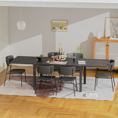 Malakah Extendable Rectangular Aluminum Outdoor Dining Table