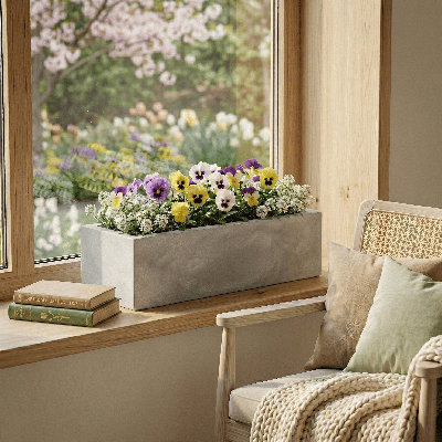 Walbert ECOBO Eco-Friendly Flower Planter Box, Bloco Indoor/Outdoor Four Season Use Marbled