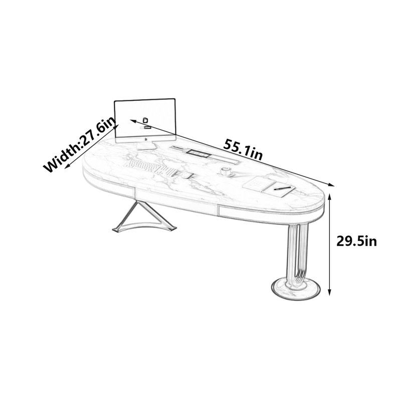 Bureau d'ordinateur Bundy, H 29,5 po x l 55,1 po x P 27,6 po