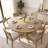 47 Inch Round Wood Dining Table for 4-6, Farmhouse Kitchen Table With Cross Pedestal & Storage Shelf for Kitchen and Dining Room- Natural-1189193979-1189193976