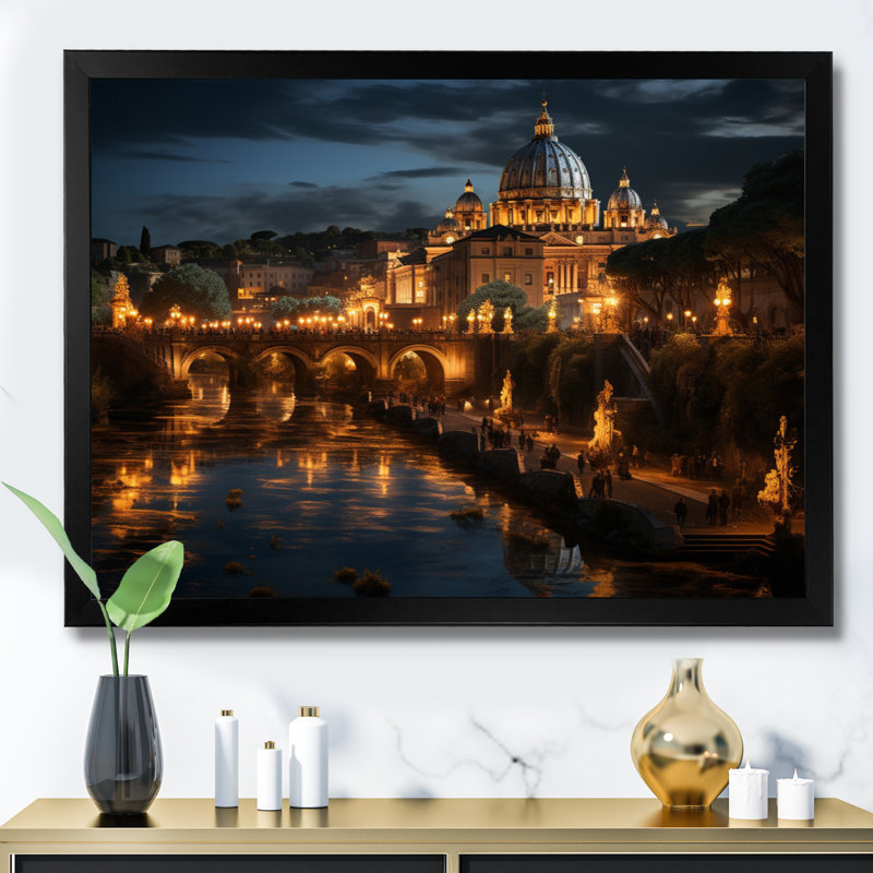 Italie, Italie, Cité du Vatican, impressions sur toile, H 30 po x l 40 po x P 1,5 po, Cadre simple noir