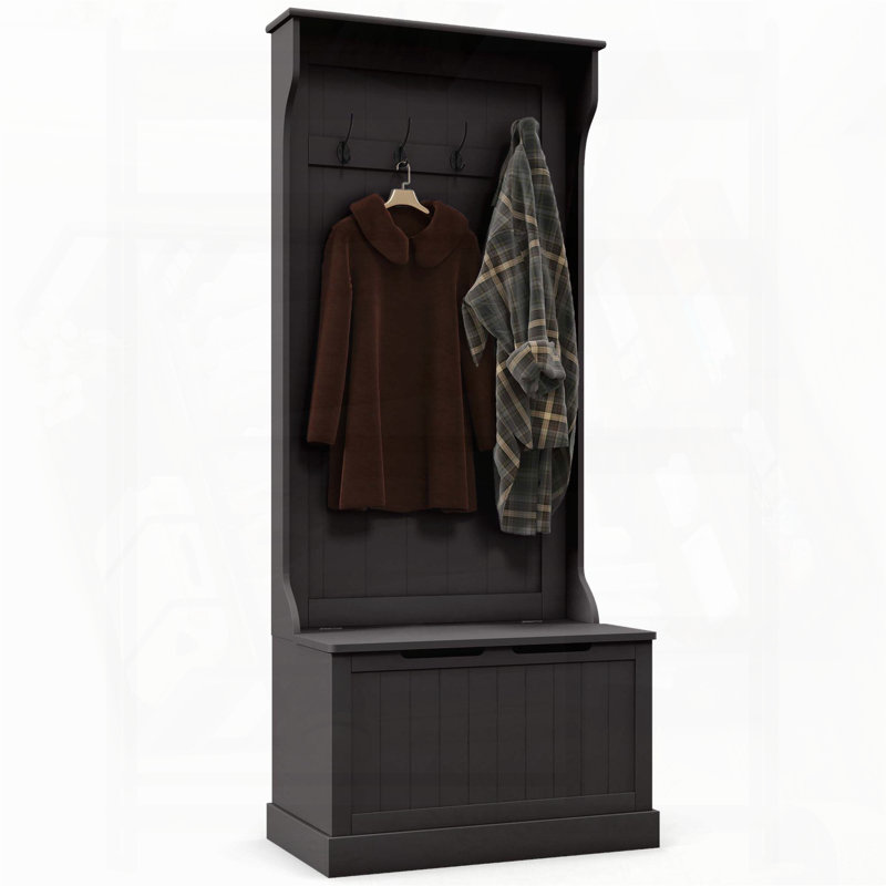 28" 3-in-1 Hall Tree with Bench and Coat Rack