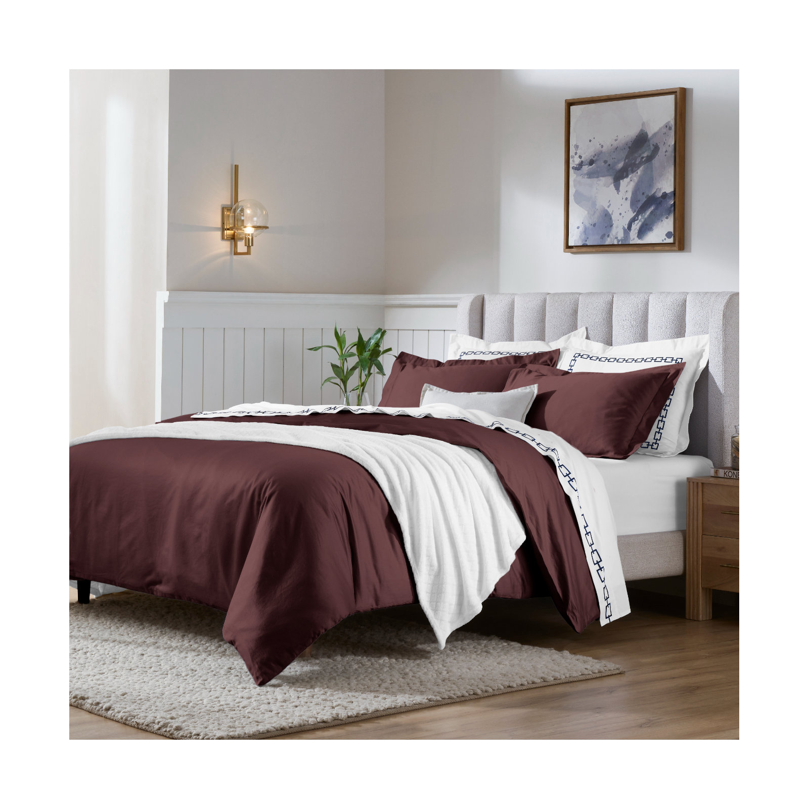 Duvet Cover Set, Plum, King/California King Duvet Cover + 2 King Shams
