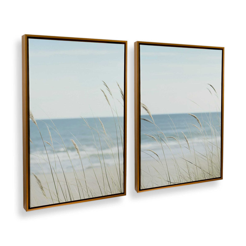 «Ocean Lullaby», ensemble de 2 toiles encadrées, H 30,75 po x l 41,5 po x P 1,75 po, Cadre flottant or poli