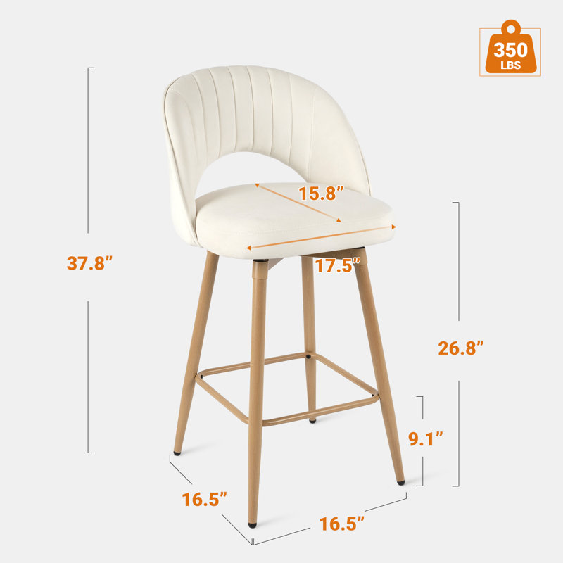 Ensemble de 3 tabourets de bar pivotants avec dossier 360 °, Blanc, 2