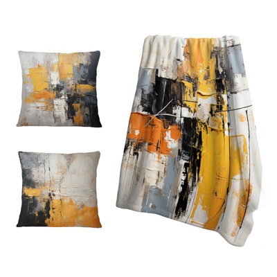 Jeté abstrait jaune et noir Collage II - Collages abstraits