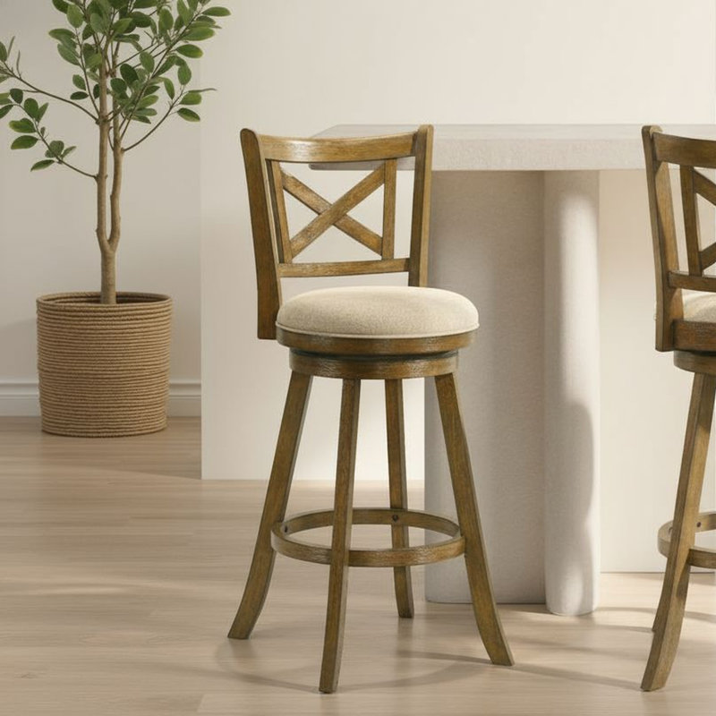 Tabouret de bar pivotant en bois Kodi, Beige, 1, Tabouret de bar (siège d'une hauteur de 30 po)