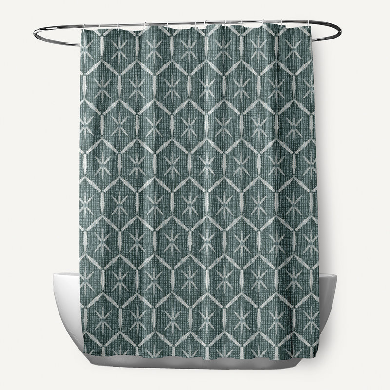 Rideau de douche simple géométrique capitonné Avalon, Vert