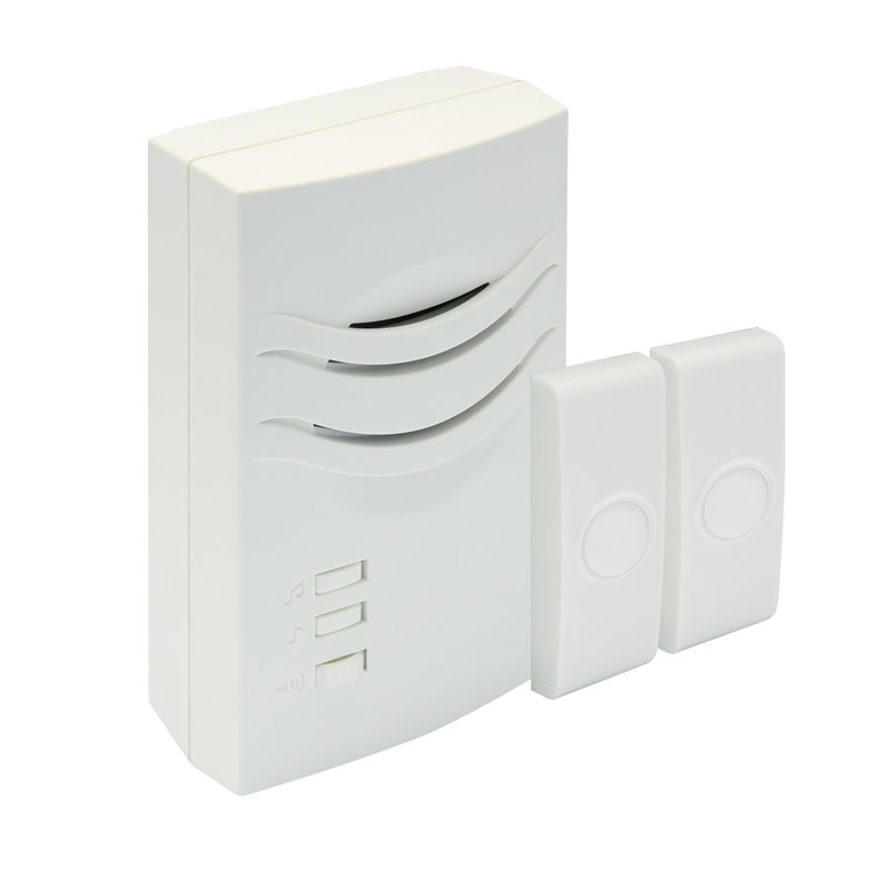 Symple Stuff FFADBC770E9840F5817C0B23C3BC044C Wireless Plugin Contemporary Door Chime Door Bell 2 Pushbuttons 3 Melody Notes Westminster Chime Volume Control 150 Foot Range Simple Install Use Anywhere Rv Cabin Office! White