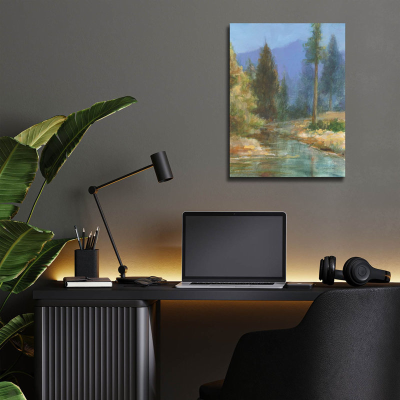 Art mural en verre «Western Pines» par Danhui Nai, H 16 po x l 12 po x P 0,13 po