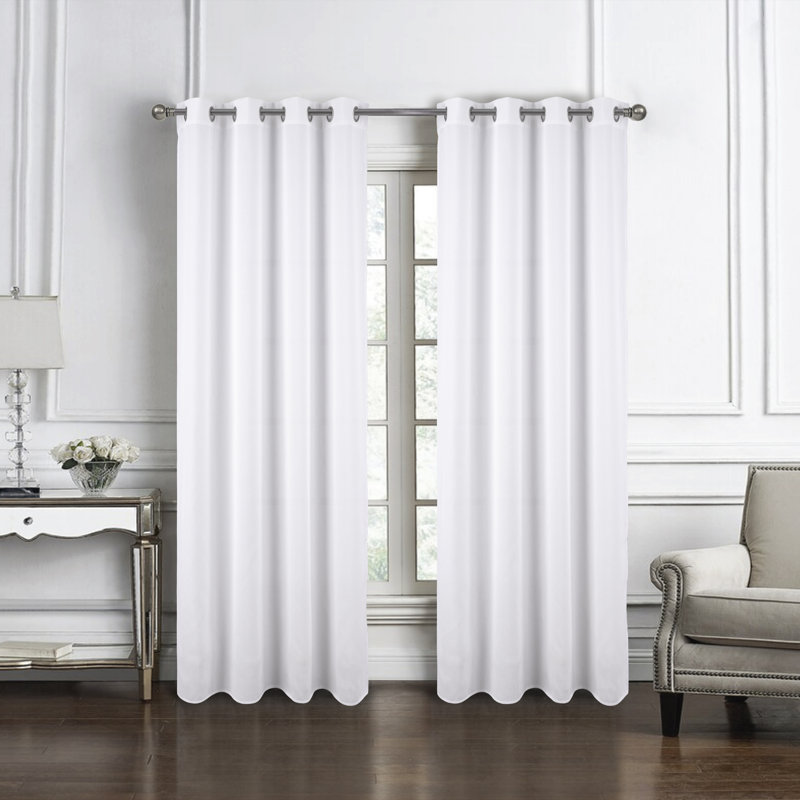 Panneau à œillets en jacquard Hidehiko 84 po, Blanc