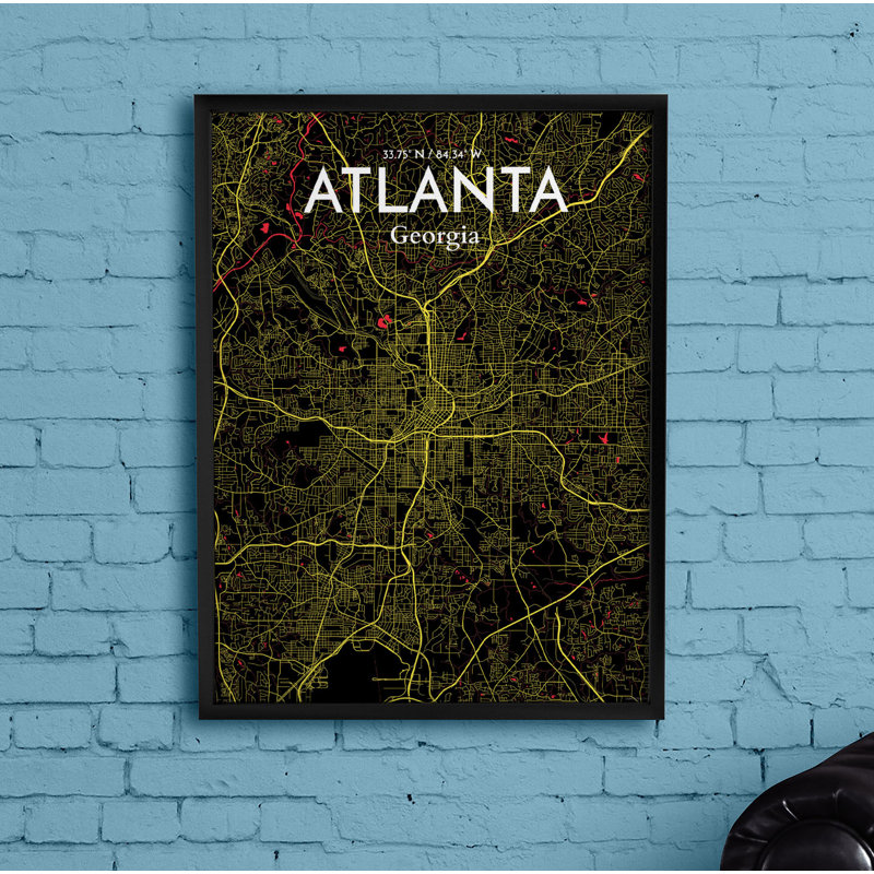 Atlanta City Map - No Frame Print, 97.7 cm H x 50 cm W x 0.1 cm D