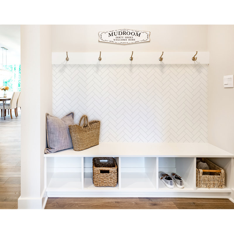 Chevron MirroFlex x 8 pi Panneaux muraux PVC PVC 3D - Blanc brillant (32 pieds carrés / feuille)