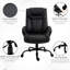 Fauteuil de bureau massant aux lignes courbes, avec accoudoirs rembourrés, revêtement en cuir PU noir, base en acier, hauteur réglable et fonction bascule.