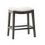 Tabouret de comptoir crème de 28,15 po - Bois massif gris foncé, garniture cloutée, siège d'un poids maximal de 300 lb, structure en bois, capacité-972138661-972138680