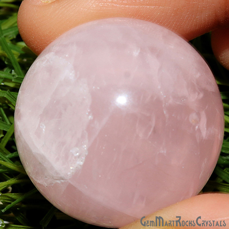 Natural Polished Gemstone Sphere, Decorative Accent, Smooth Ball Home Decor, 23mm, Rose Quartz